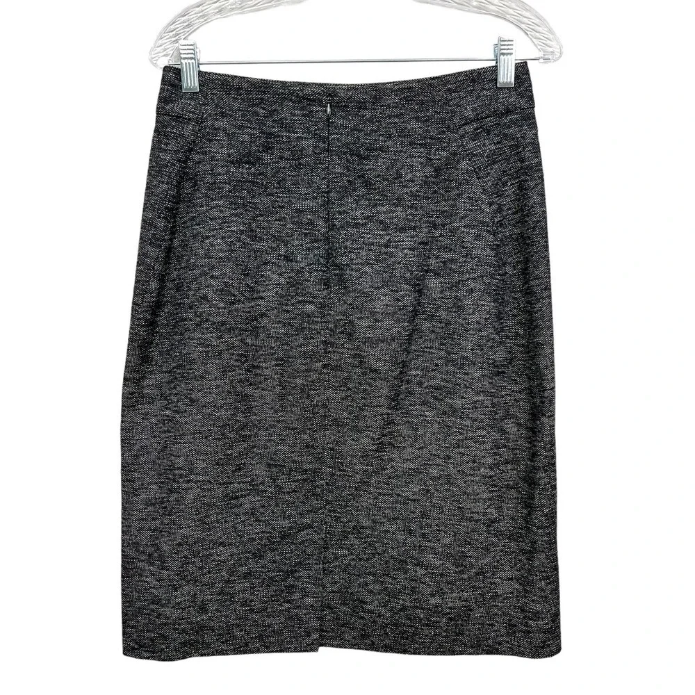 Theory Womens Pencil Skirt Flat Front Vented Zip Heathered Black White Size 8*